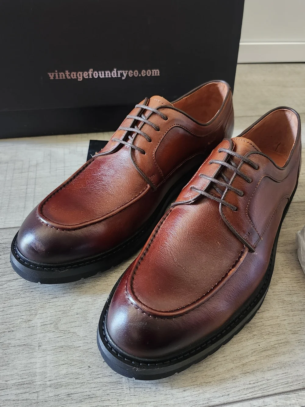 Vintage Foundry Co. Lior Men's Derby Oxford Shoes Brown Leather Size 11 D Box